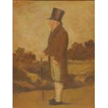 Journey Man School (18th century) Portrait of a Gentleman, wearing a top hat and holding a cane