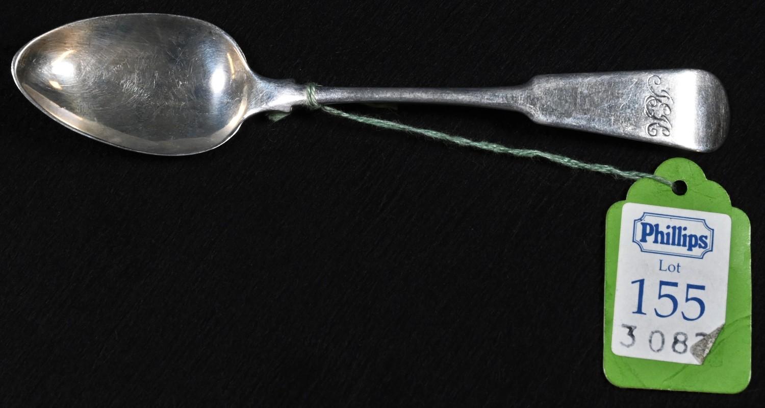 An early 19th century Scottish Provincial silver Fiddle pattern teaspoon, maker JS (possibly John