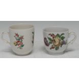 Am 18th century Doccia coffee cup, painted with tulips, in polychrome, c.1780; another, with a