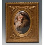 A Berlin KPM oval plaque, painted Wagner, signed , of Saint Antony and the infant Jesus, 17cm x