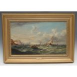 J **Wilson (19th century) A pair, Sailing Boats on Choppy Seas signed with initials, oils on canvas,