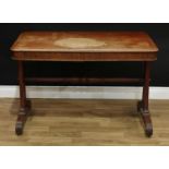 A Victorian mahogany rounded rectangular library table, moulded top above a pair of frieze