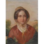 E.R. Breach (second-half, 19th century) Portrait of a Young Lady, half-length, wearing a bonnet