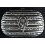 A 19th century silver coloured metal rounded rectangular purse, fluted and chased with bands of