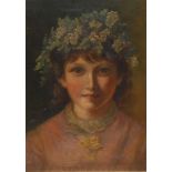 English School (mid 19th century) Portrait of a Young girl, oil on canvas, 36cm x 28cm