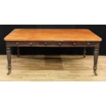 An William IV/early Victorian mahogany rounded rectangular library table, oversailing top above