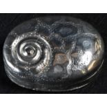 A George III silver novelty vinaigrette, as a snail shell, embossed with a spiral and engraved