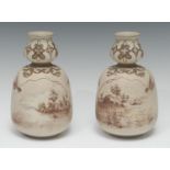 A pair of Calvert and Lovatt Langley Ware ovoid vases, with onion necks, designed by George Leighton