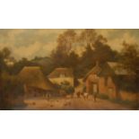 Charles Vickers (1821 - 1895) Village Life signed, oil on canvas, 76cm x 127cm, unframed
