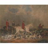 Woodman, after, Barenger, The Earl of Derby's Stag, hounds, coloured etching, 57cm x 68cm