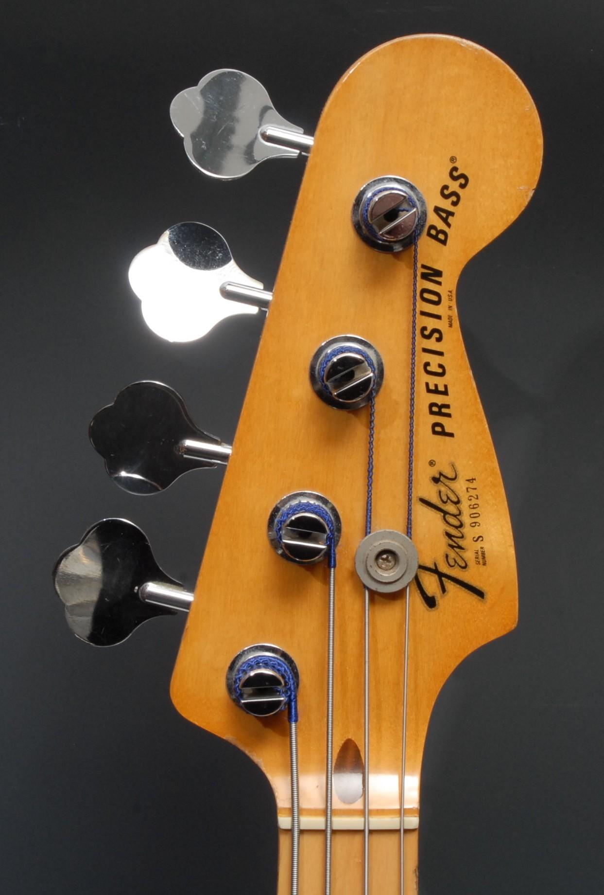 A Fender Precision electric bass guitar USA, natural wood body, maple neck, black pickguard. - Image 4 of 16