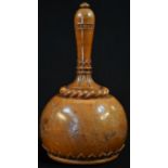Treen - a 19th century turned presentation mallet, carved with acanthus lappets and a ropetwist