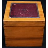 An early 20th century gentleman's dressing table box, the hinged cover with inset tooled and gilt