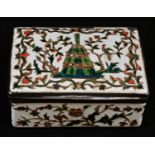 An 18th century enamel rectangular table snuff box, decorated in gilt and coloured foils with