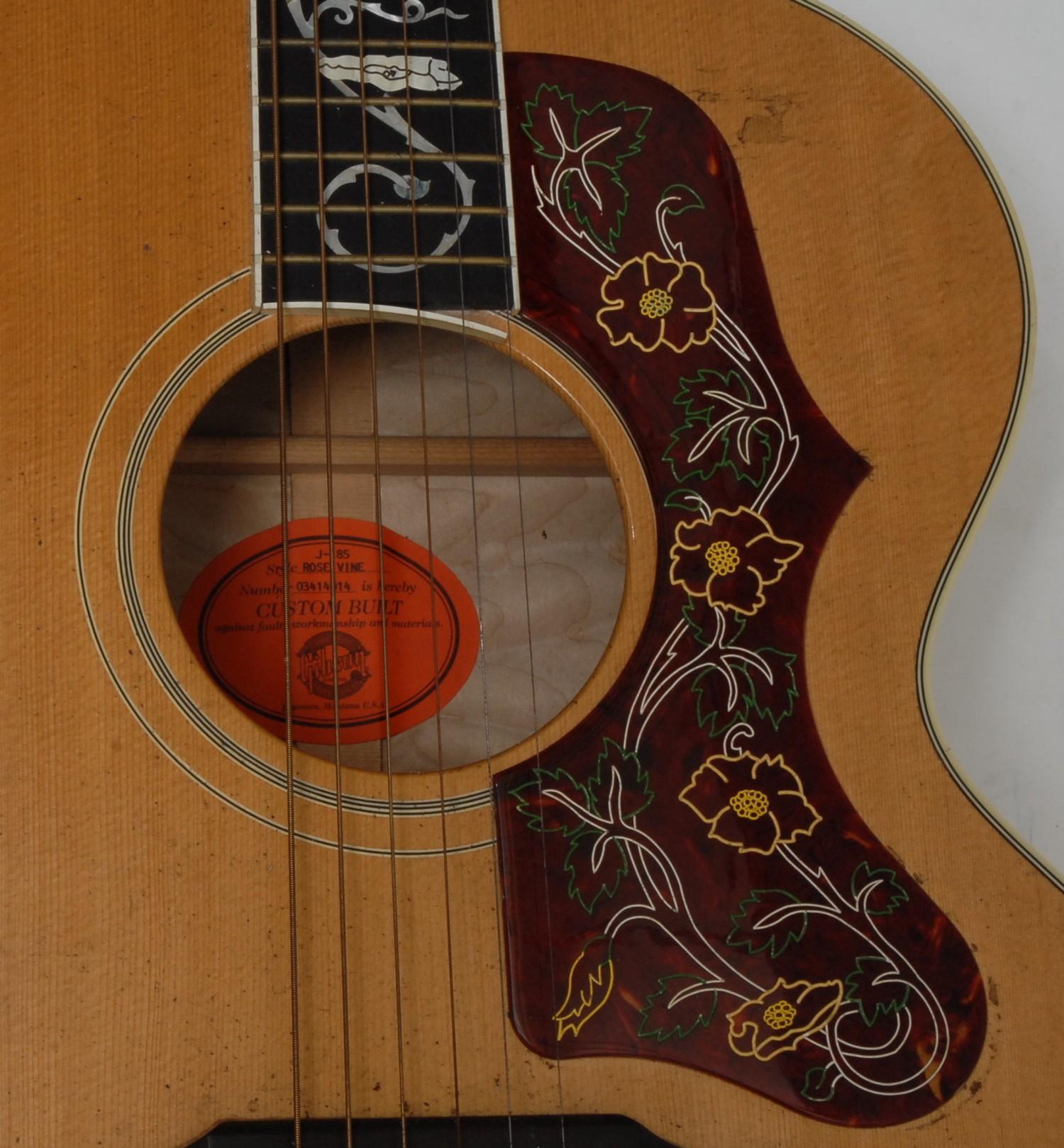 A Gibson J-185 Rose Vine Acoustic guitar, Bozeman, Montana USA, figured maple body back and sides, - Image 16 of 18