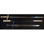 An 1856 pattern drummer's sword, 47cm blade, Gothic hilt, 61cm long overall; a Masonic sword, 92cm