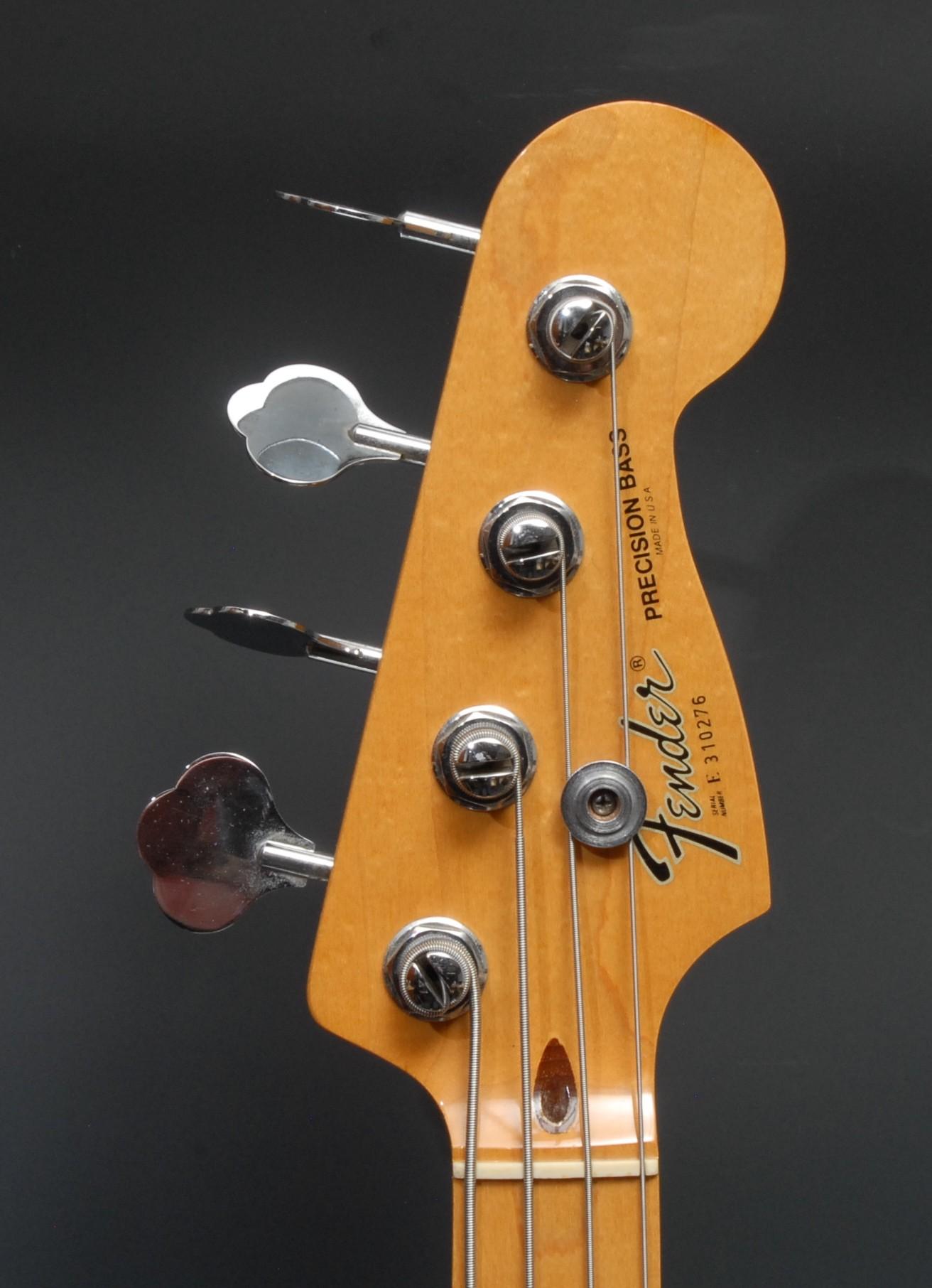 A Fender Precision electric bass guitar USA, tobacco sunburst, cream scratch plate and pick up, - Image 4 of 8