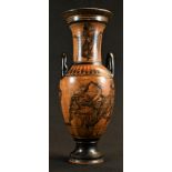 A Grand Tour type loutrophorus vase, after the ancient Greek and painted in the Attic manner, 30.5cm