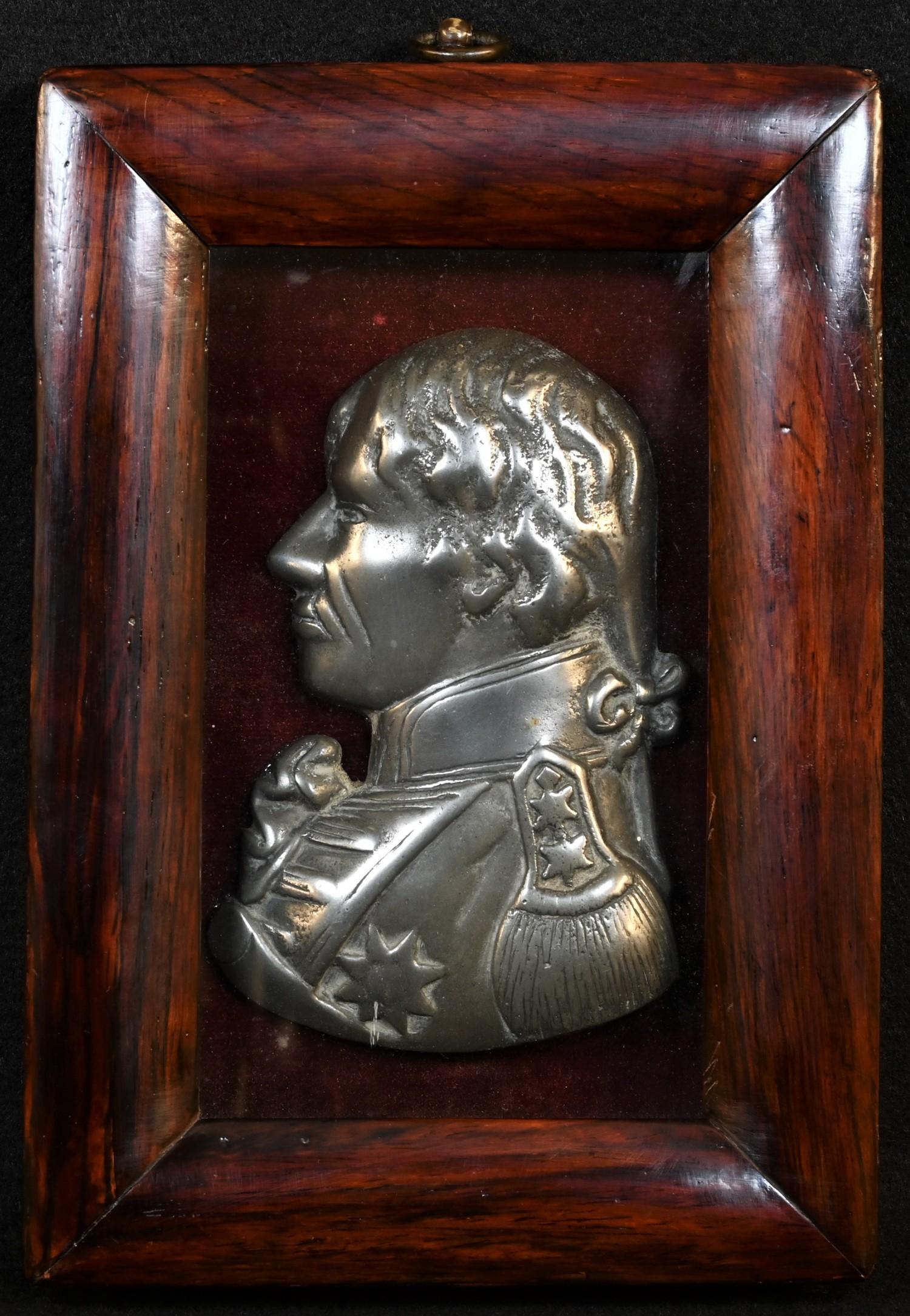 Nelson & The Battle of Trafalgar - a silvered metal portrait plaque, of Vice-Admiral Horatio Nelson,