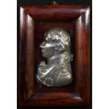 Nelson & The Battle of Trafalgar - a silvered metal portrait plaque, of Vice-Admiral Horatio Nelson,