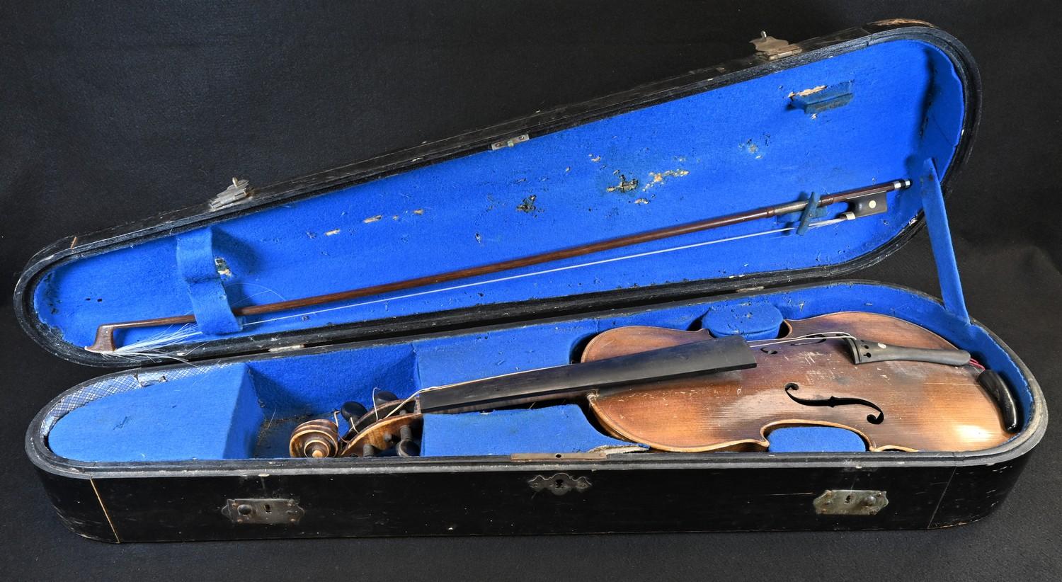 A violin, the two-piece back 36cm excluding button, outlined throughout with purfling, - Image 2 of 6