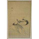 Chinese School (19th/early 20th century) Cranes signed, red seal mark, watercolour on silk, 30.5cm x