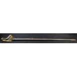 A Victorian 1822 pattern officer's sword, 83.5cm straight fullered blade etched with crowned VR