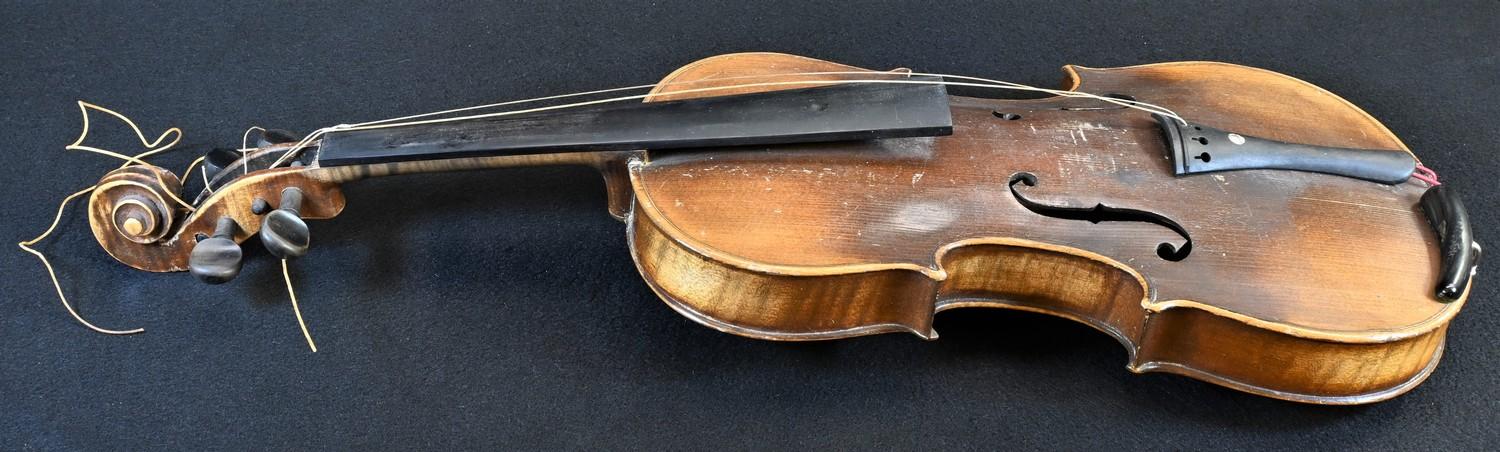A violin, the two-piece back 36cm excluding button, outlined throughout with purfling, - Image 3 of 6