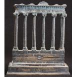 A Grand Tour verdigris patinated bronze model, of the Temple of Saturn, The Forum, Rome, 13cm