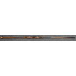 Tribal Art - a Zulu hardwood prestige staff, globular 'knobkerrie' pommel, the shaft carved with