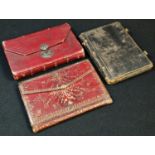 A George II silver-mounted red morocco rectangular notebook, the silver clasp as Britannia,