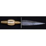 A 19th century dagger, 9cm pointed double-edged blade, barrel-shaped hilt with bone inlaid grip,