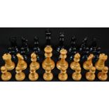 A Staunton pattern chess set, by J Jaques & Son Ltd, London, signed, the pieces marked for King's