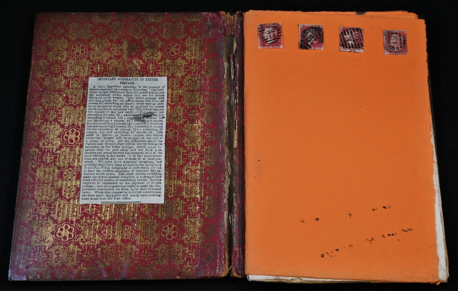 A 19th century Anglo-Indian silver coloured metal mounted hardwood blotter or album, carved to recto - Image 6 of 6