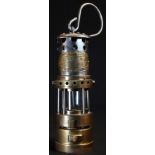 Coal Mining Interest - a Welsh miner's lamp, Midget B, by Thomas & Williams, Aberdare, brass and