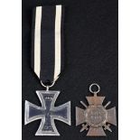 World War I - a German Iron Cross, 1914; a Hindenburg 1914-1918 Medal, for combatants (2)