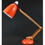 Modern Design - a 20th century angle poise reading lamp, the Maclamp by Terence Conran, red-