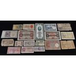 Banknotes, World, early to mid 20th century, comprising Belgium 5Fr poor; Ceylon 5 Rupees, 1941, 50c