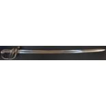 An 1821 pattern light cavalry trooper's sword, 87.5cm slightly curved fullered blade, steel hilt,