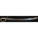 A Russian 1817 pattern infantry trooper's sword, 69cm curved fullered blade, brass stirrup hilt with