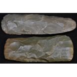 Antiquities - Stone Age, two North African green jasper celts, the largest 12.2cm long,