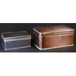 A George III Old Sheffield Plate rounded rectangular table box and cover, gadrooned borders, 18cm