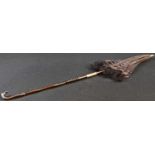 A Victorian lady's two-section black silk parasol, brass-mounted turned hardwood shaft, bone tip,