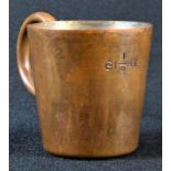 Naval Interest - a copper half gill measure, loop handle, the base marked with a crowned anchor