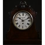 A Victorian oak bracket timepiece, 19cm painted clock dial inscribed LNER E, Roman numerals,