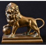 An early 20th century brass desk model, the Lion De Waterloo, cast after Jean-Louis Van Geel (1787–