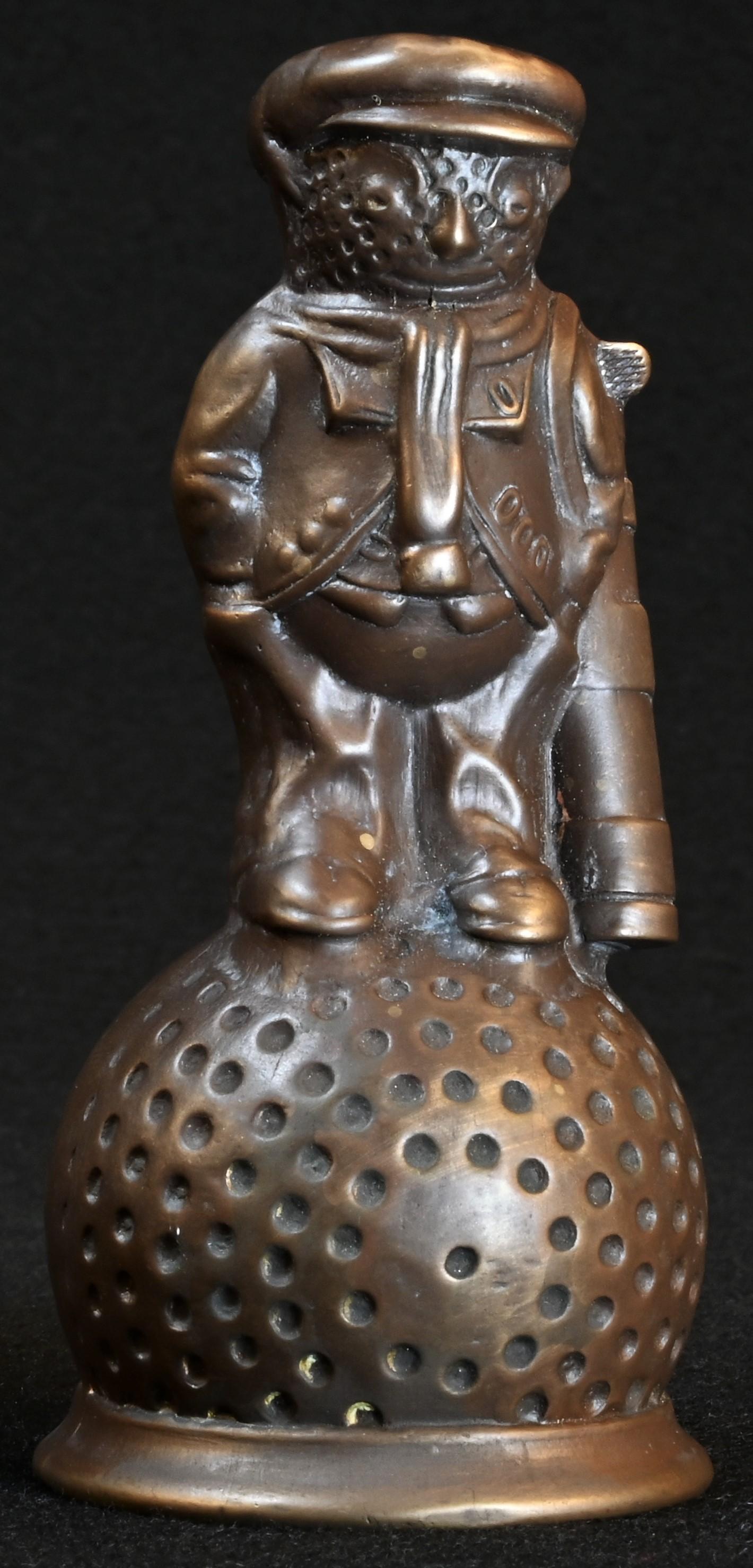 Golf - an early 20th century advertising desk bell, cast as Mr Dunlop, he stands, with clubs, upon - Image 2 of 2