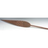 Tribal Art - a Polynessian paddle club, pointed leaf shaped blade, 143cm long