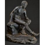 Italian Grand Tour School (19th century), a verdigris patinated bronze, Seated Hermes, after the