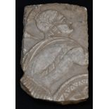 An 18th century Italian Grand Tour Carrara marble fragmentary bas relief sculpture, of a Roman